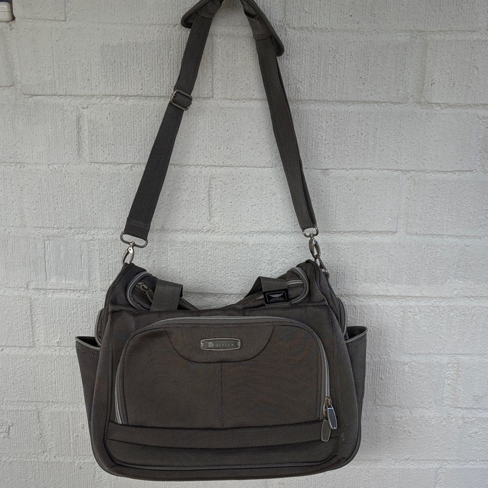 Delsey Gray Messenger Carry On Bag with Adjustable Shoulder Strap